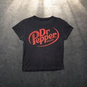 Dr Pepper Graphic Baby Tee Black Red Logo Y2K Retro Size Small